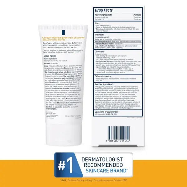 CeraVe 100% Mineral Sunscreen SPF 50 - Glow Haven